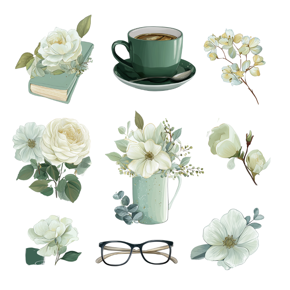 180 Floral digital stickers