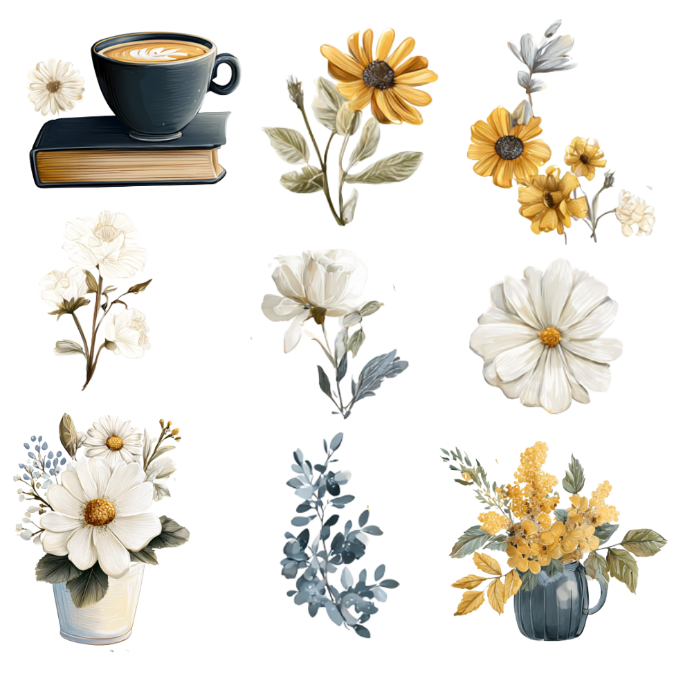 180 Floral digital stickers