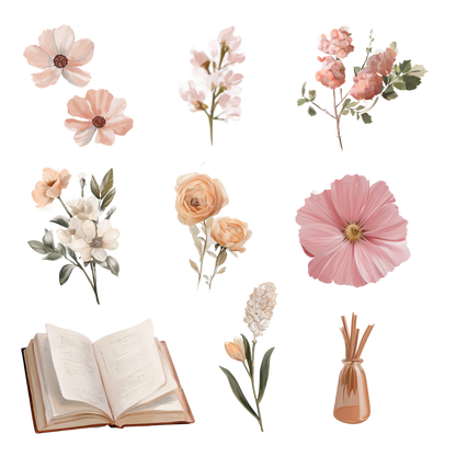 180 Floral digital stickers