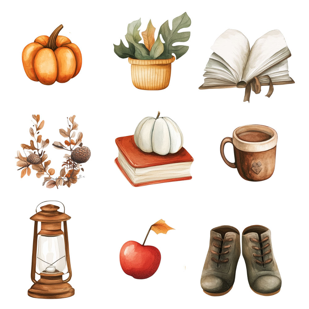 cozy fall digital downloads

autumn digital journaling stickers

cute fall stickers for planners

digital stickers for fall crafts

autumn clipart PNG set