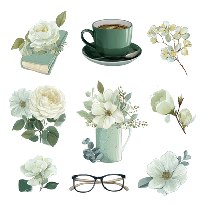 180 Floral digital stickers