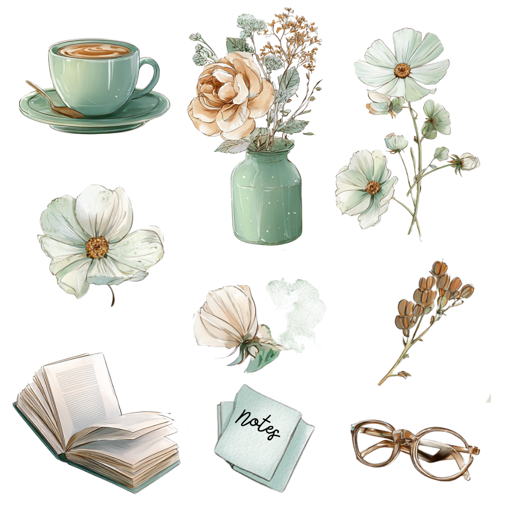 180 Floral digital stickers