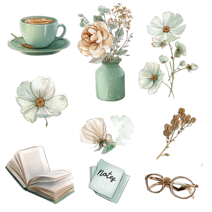 180 Floral digital stickers