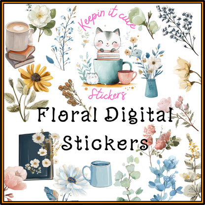 180 Floral digital stickers
