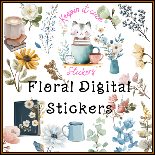 180 Floral digital stickers