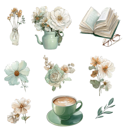 180 Floral digital stickers