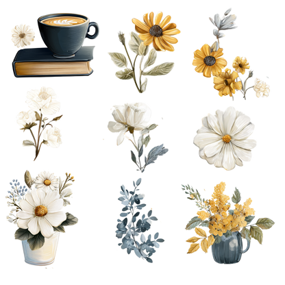 180 Floral digital stickers