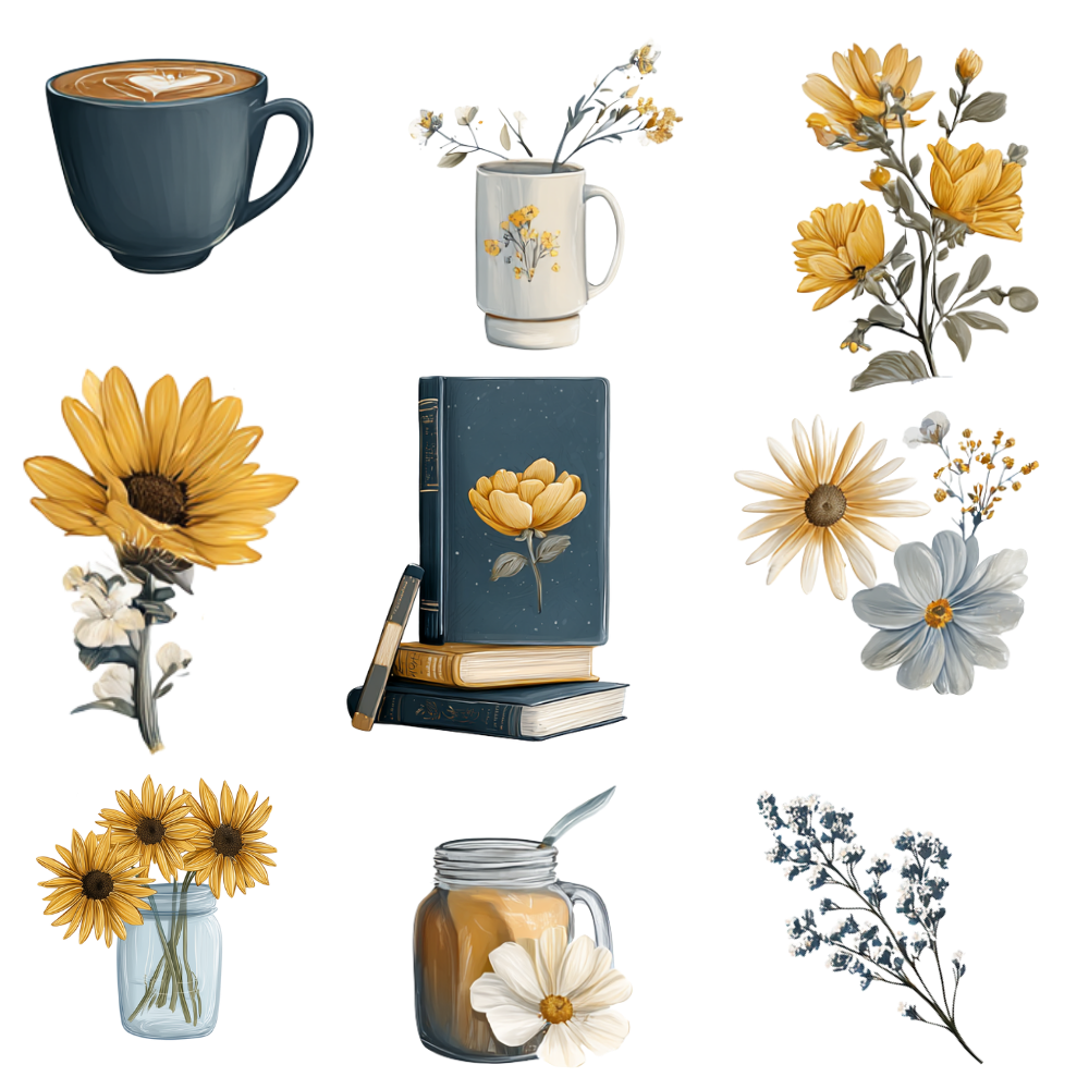 180 Floral digital stickers