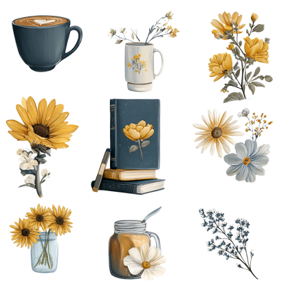 180 Floral digital stickers