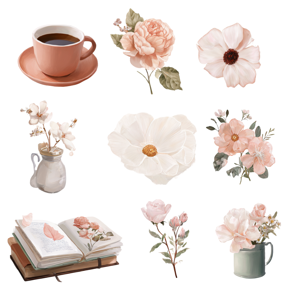 180 Floral digital stickers