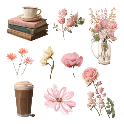 180 Floral digital stickers